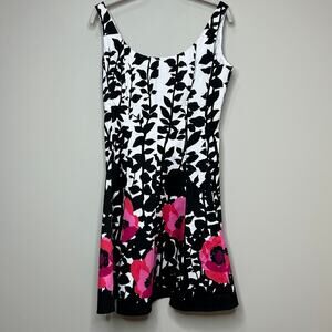 Nine West Dress Leaf and Floral Print Sleeveless A-Line Dress Size 8P
